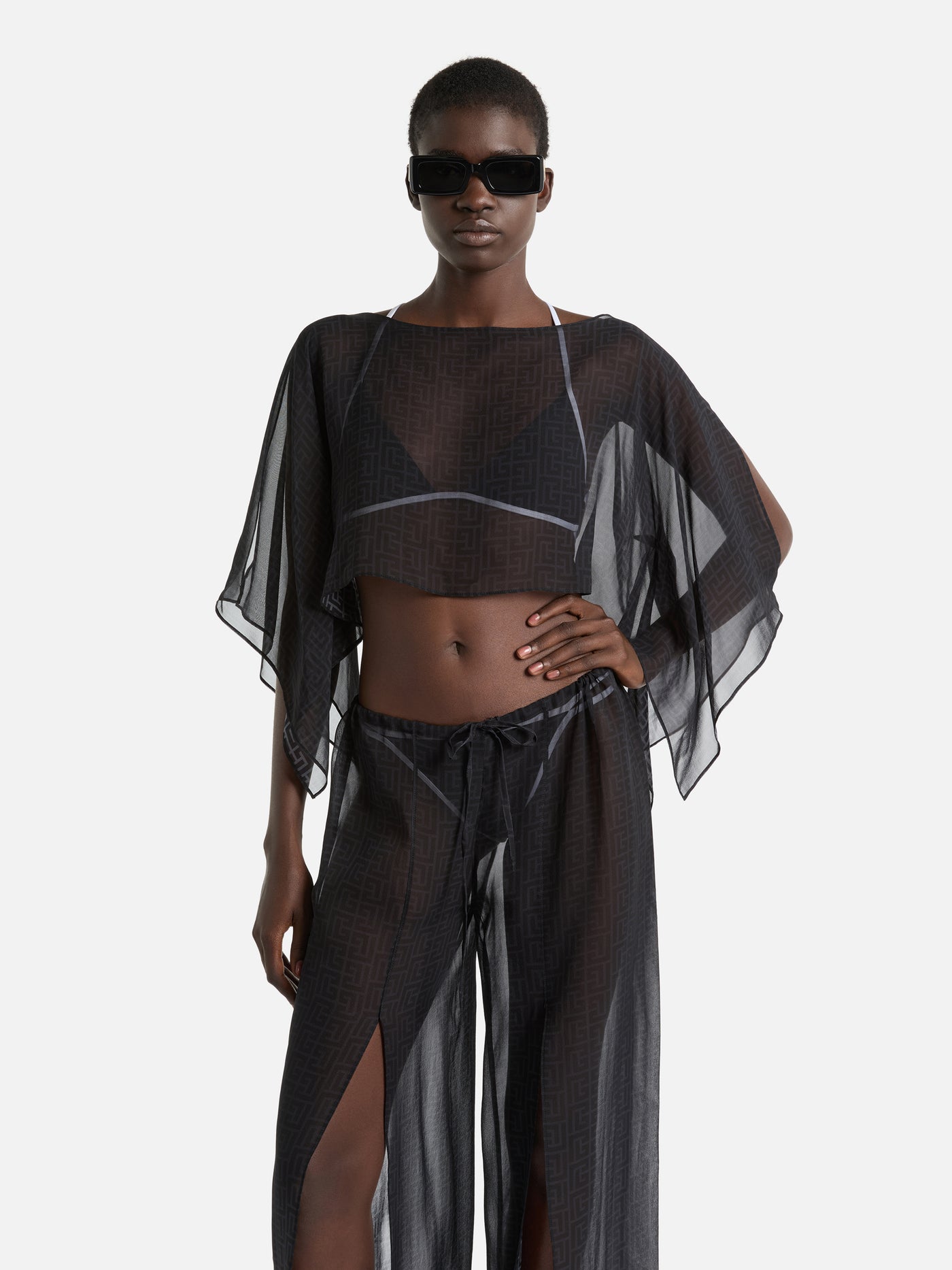 Monogram beach top in chiffon