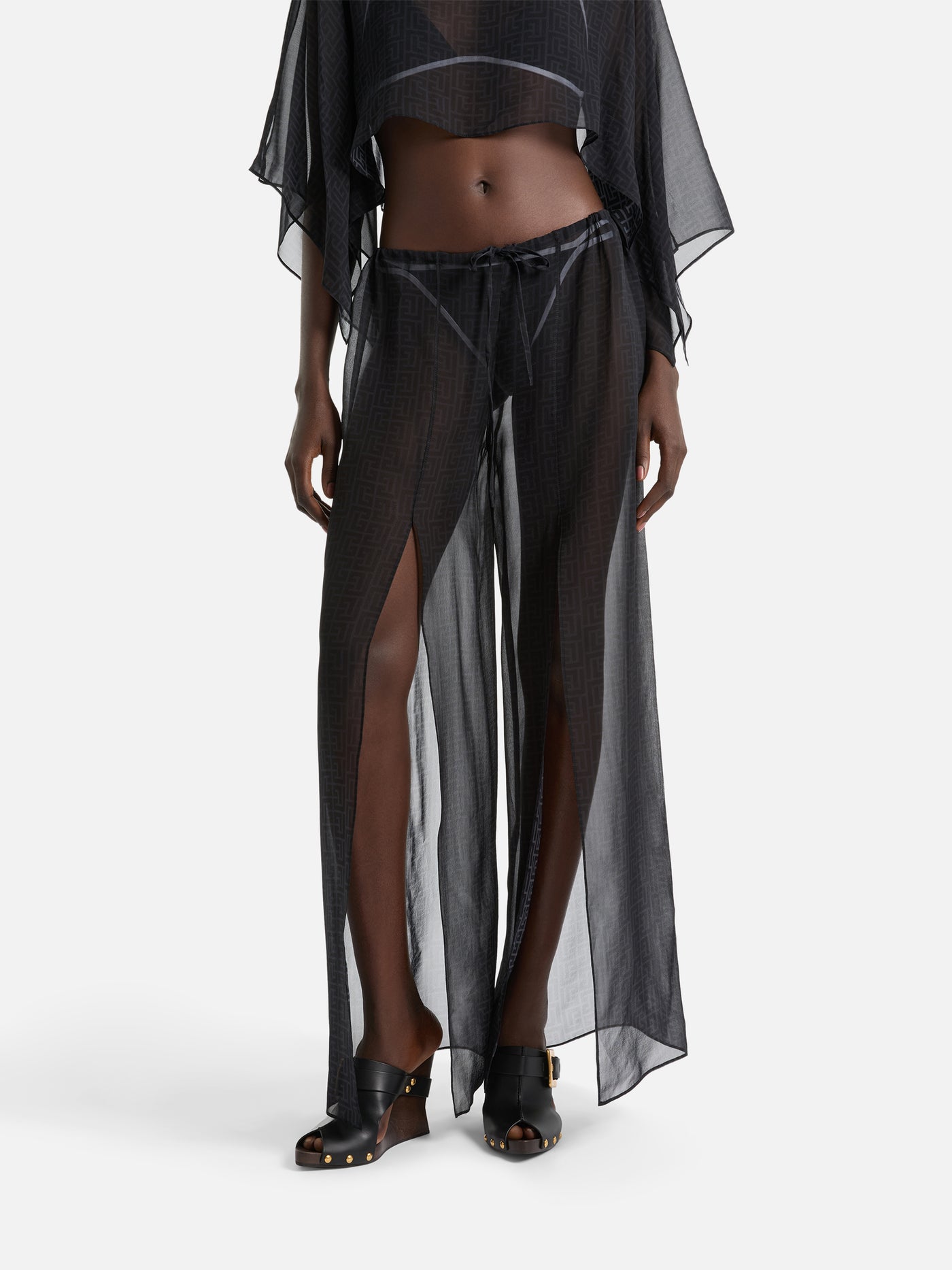 Monogram beach trousers in chiffon