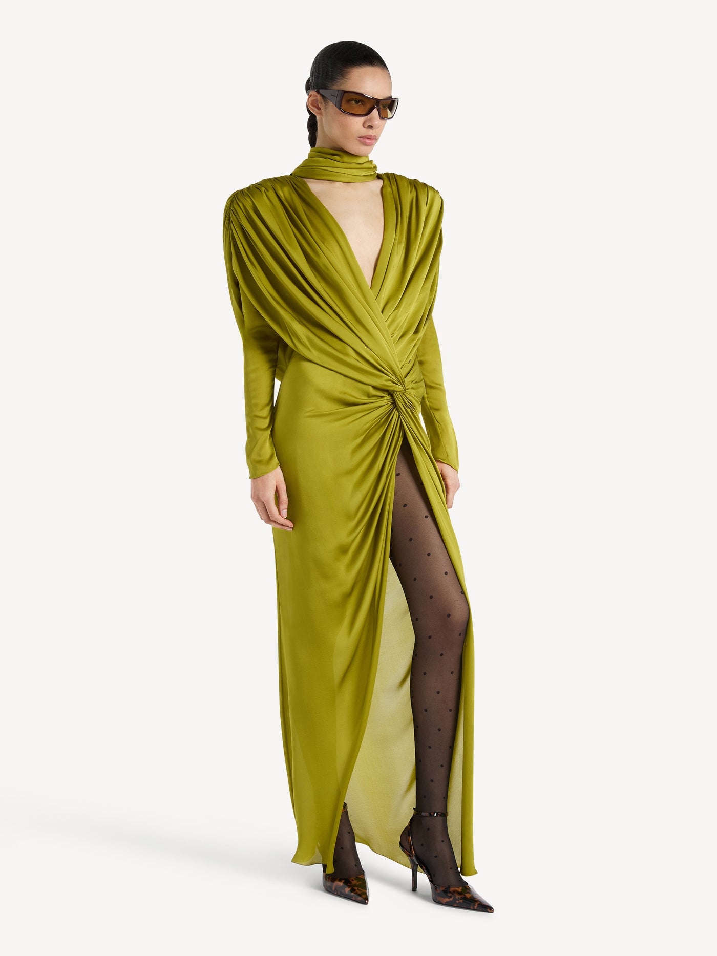 Long silk chiffon dress