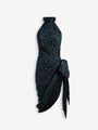 Draped cloqué jacquard dress