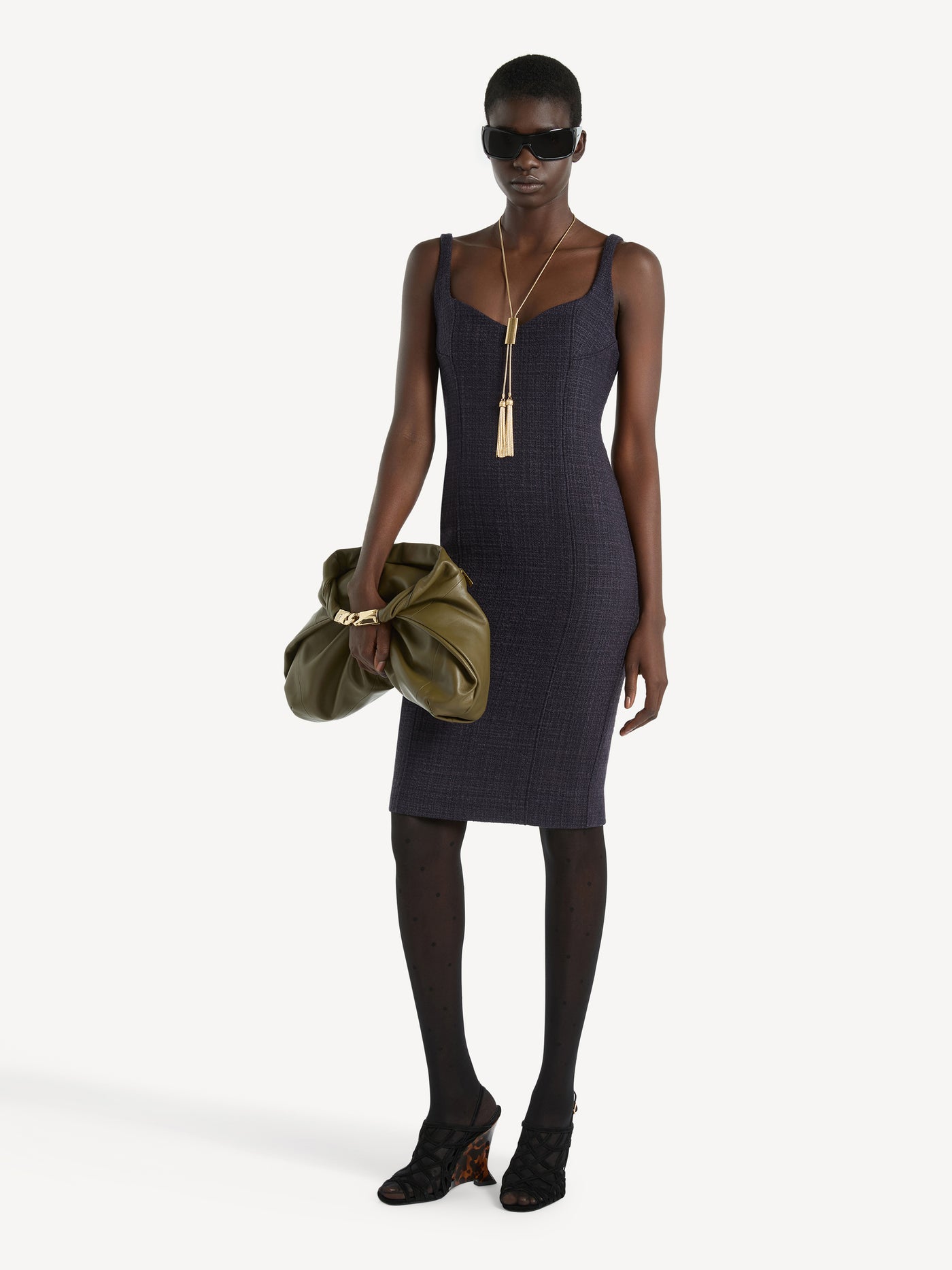 Tweed dress with spaghetti straps