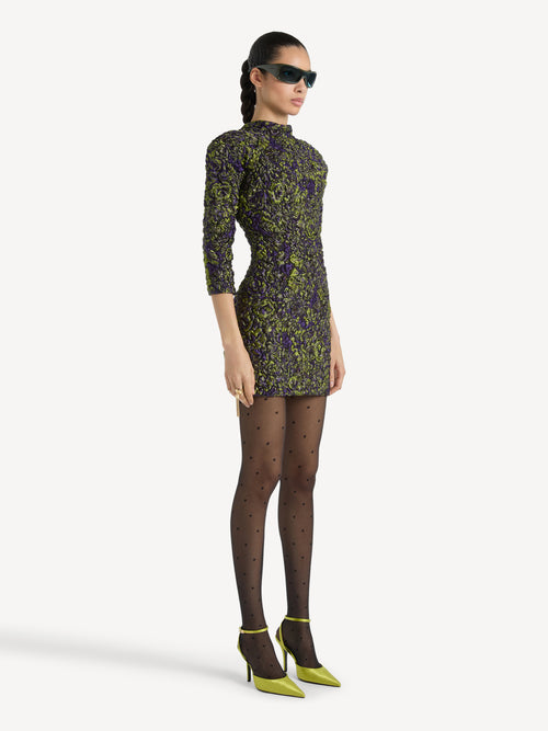 Vestido de jacquard gofrado