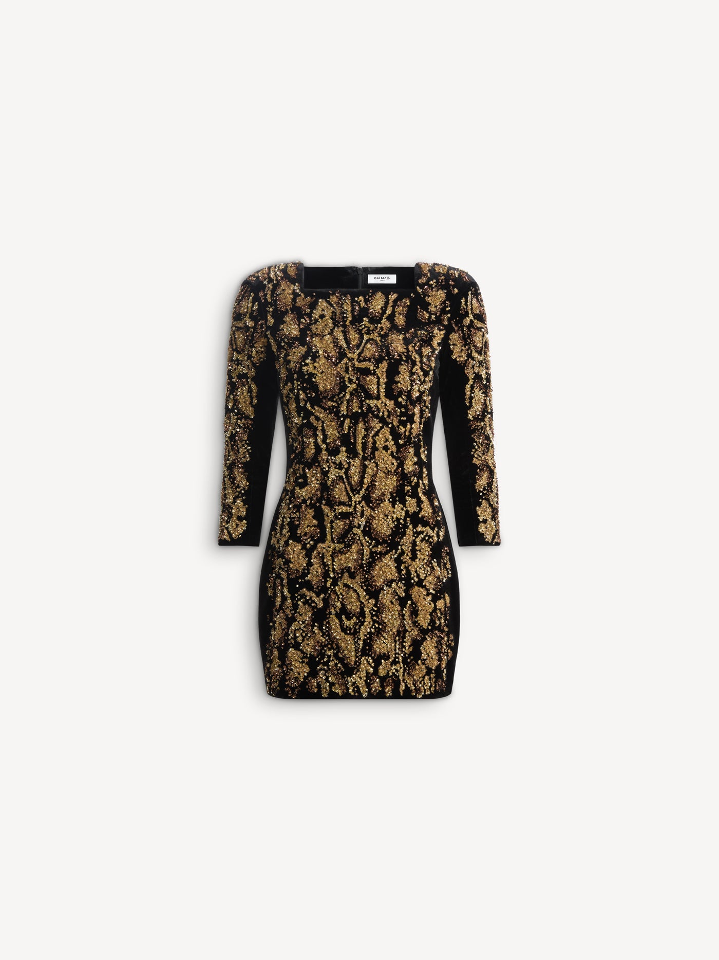 Dress in python-effect embroidered velvet