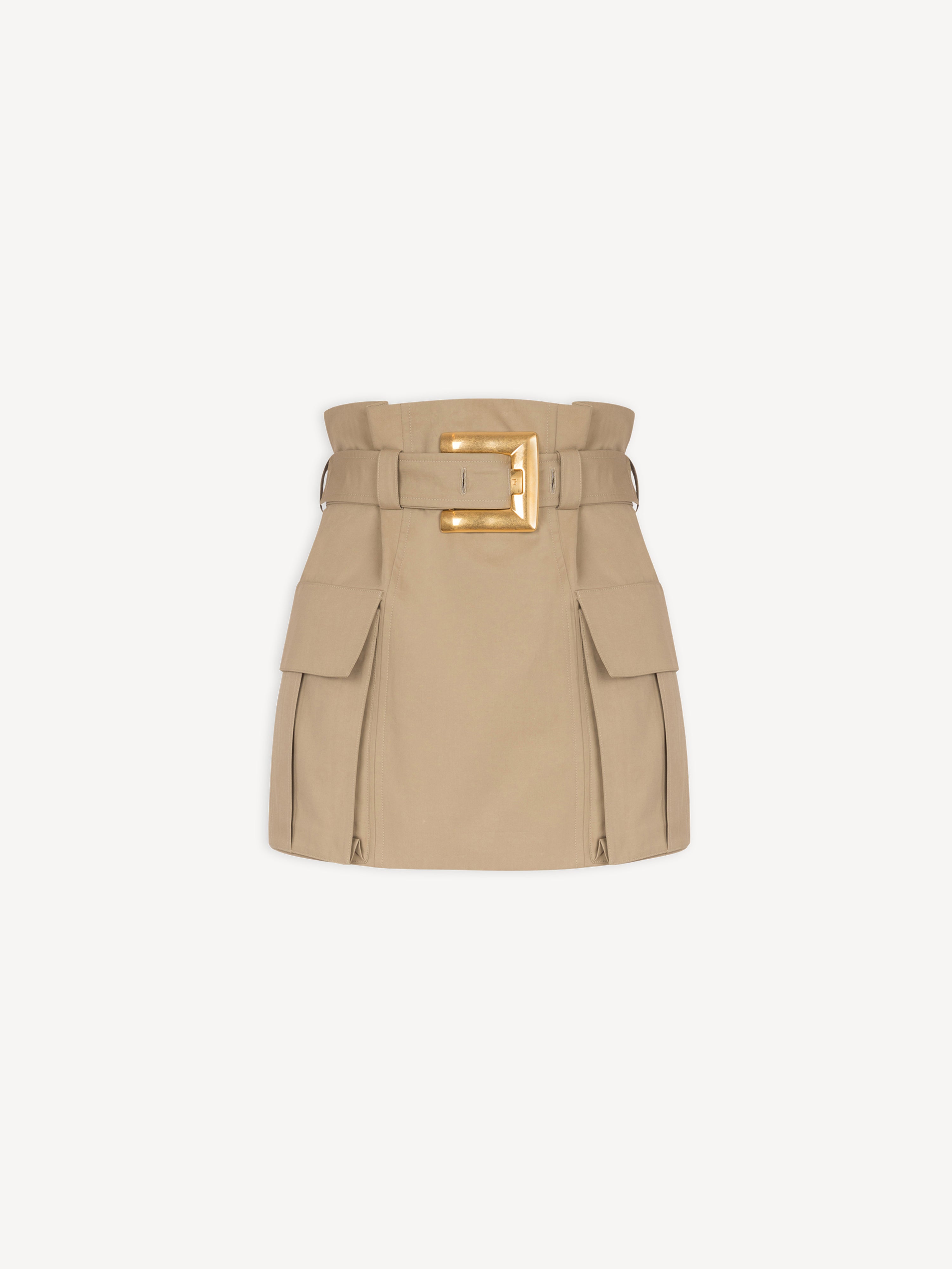 High-waisted gabardine skirt Beige - Women I Balmain