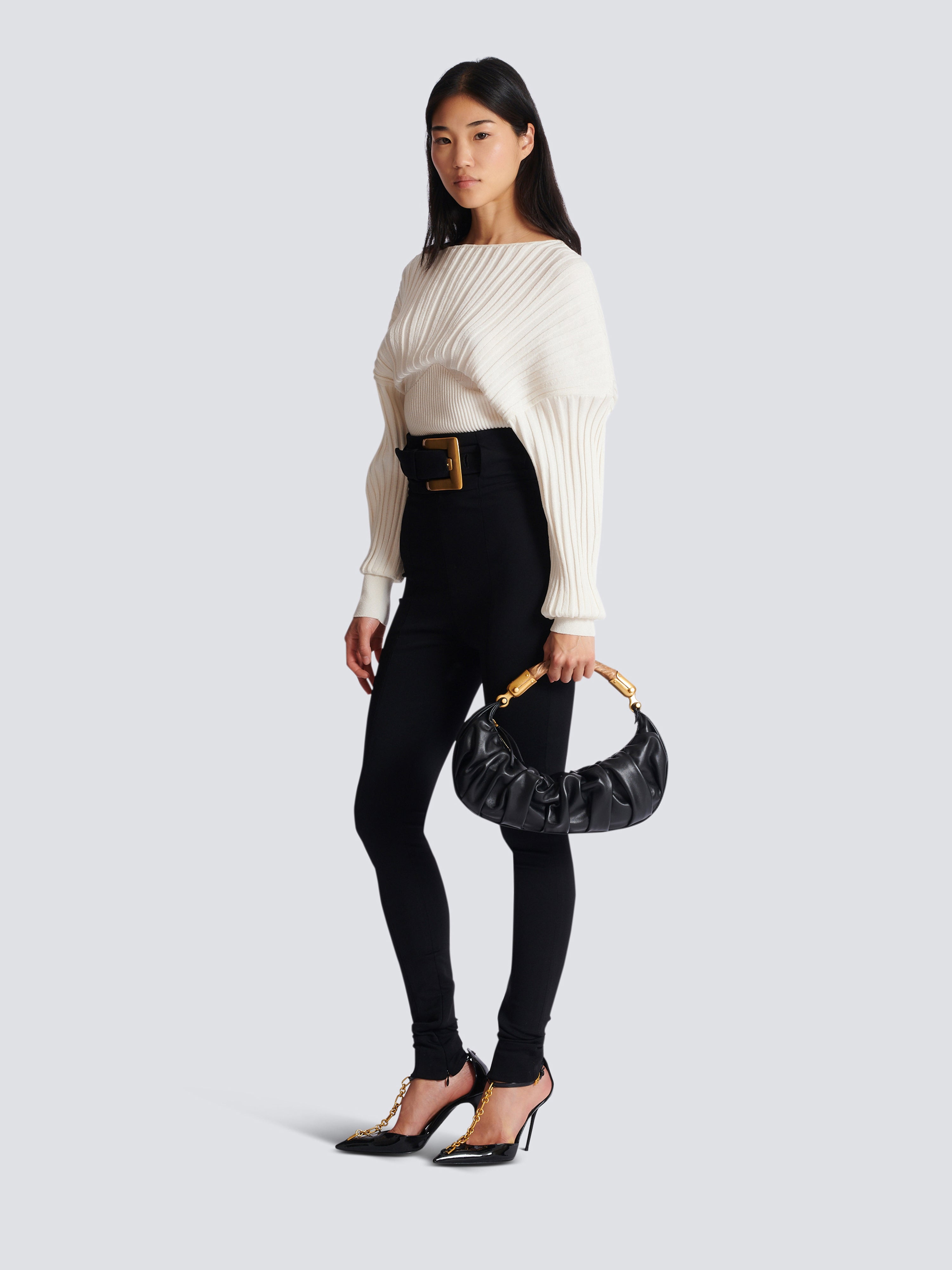 Medium Ébène bag in calfskin leather Black - Women I Balmain
