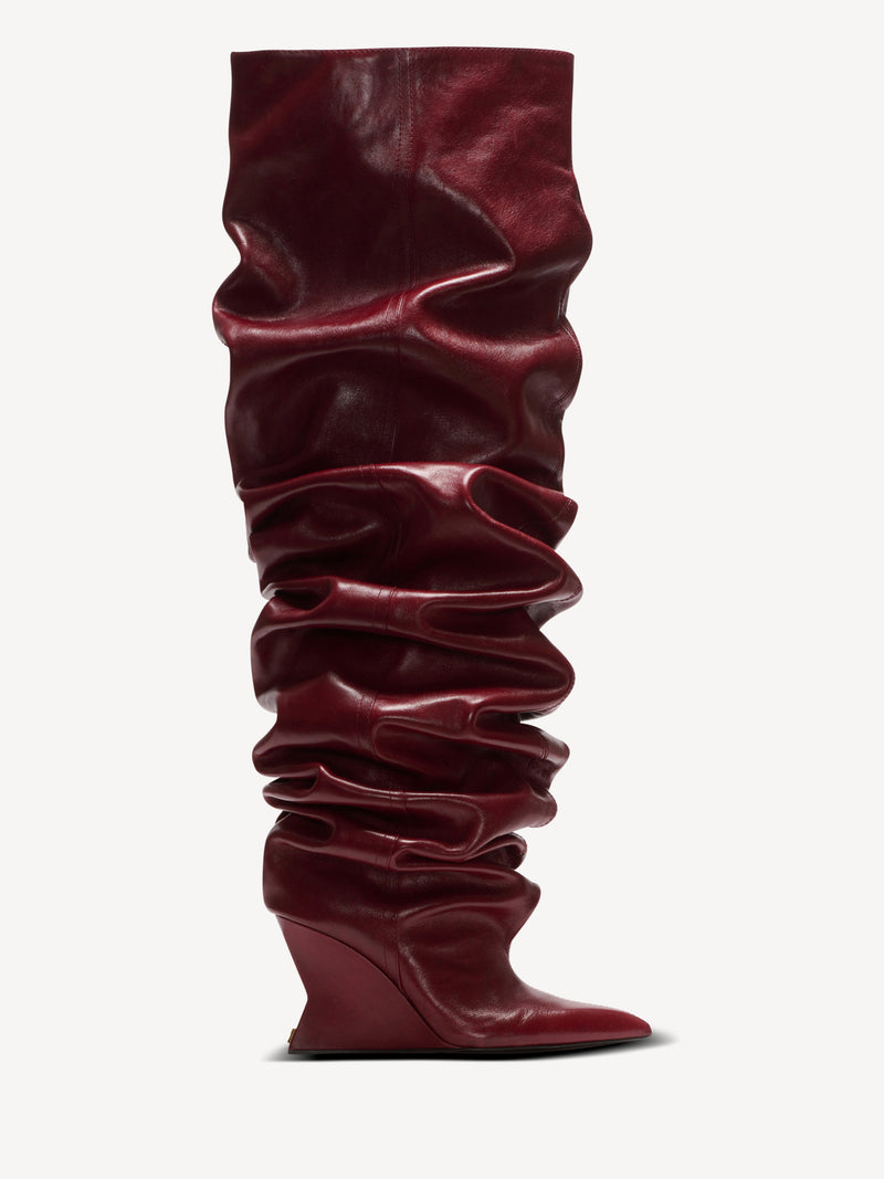 Wedge thigh-high boots