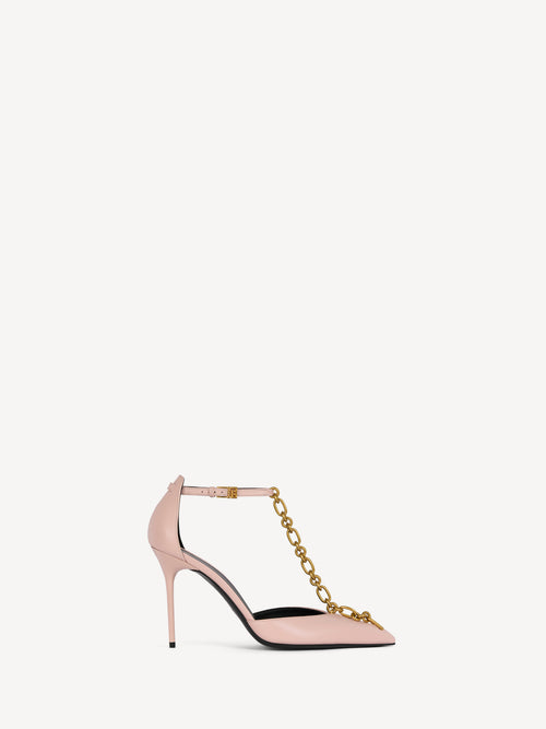 Sync chain leather pumps