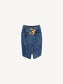 Short denim skirt with belt