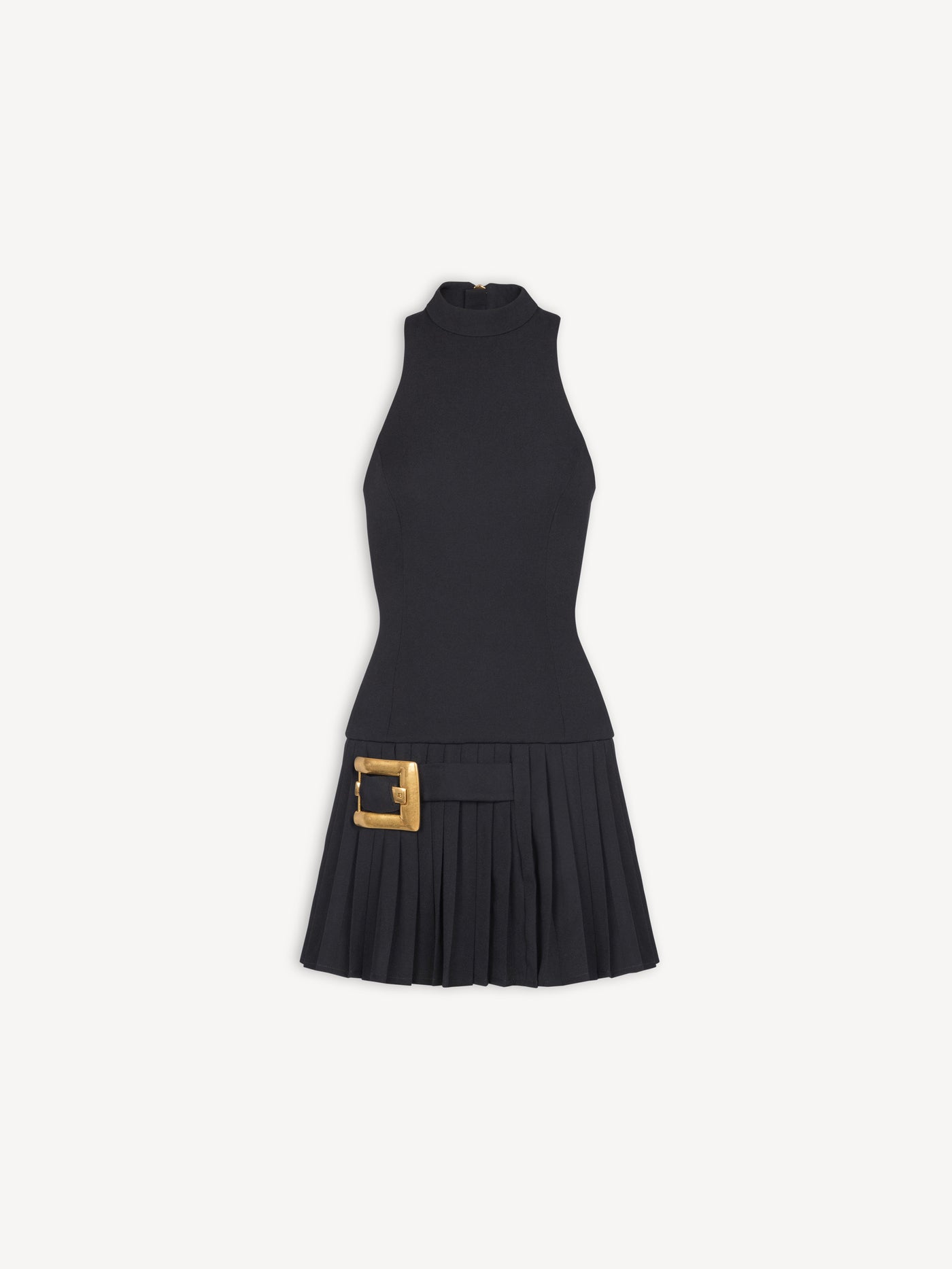 Flared grain de poudre dress with belt detail
