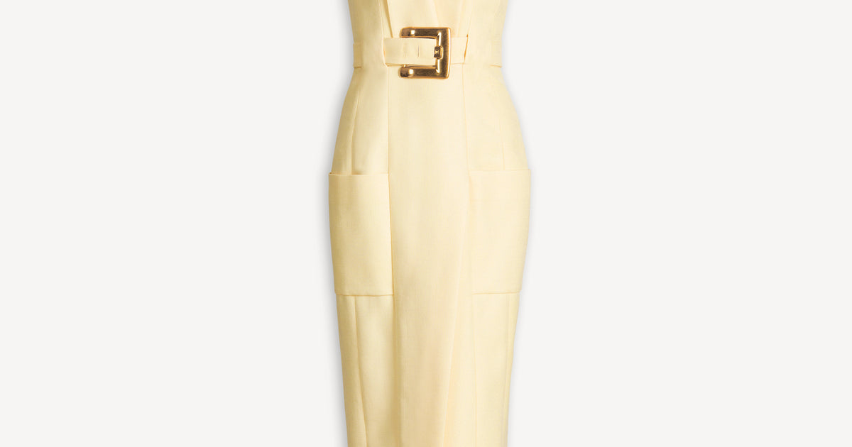 Long dress with belt Yellow