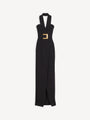Long crepe dress with belt