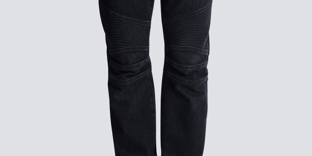 Biker jeans in black vintage denim Black - Men I Balmain