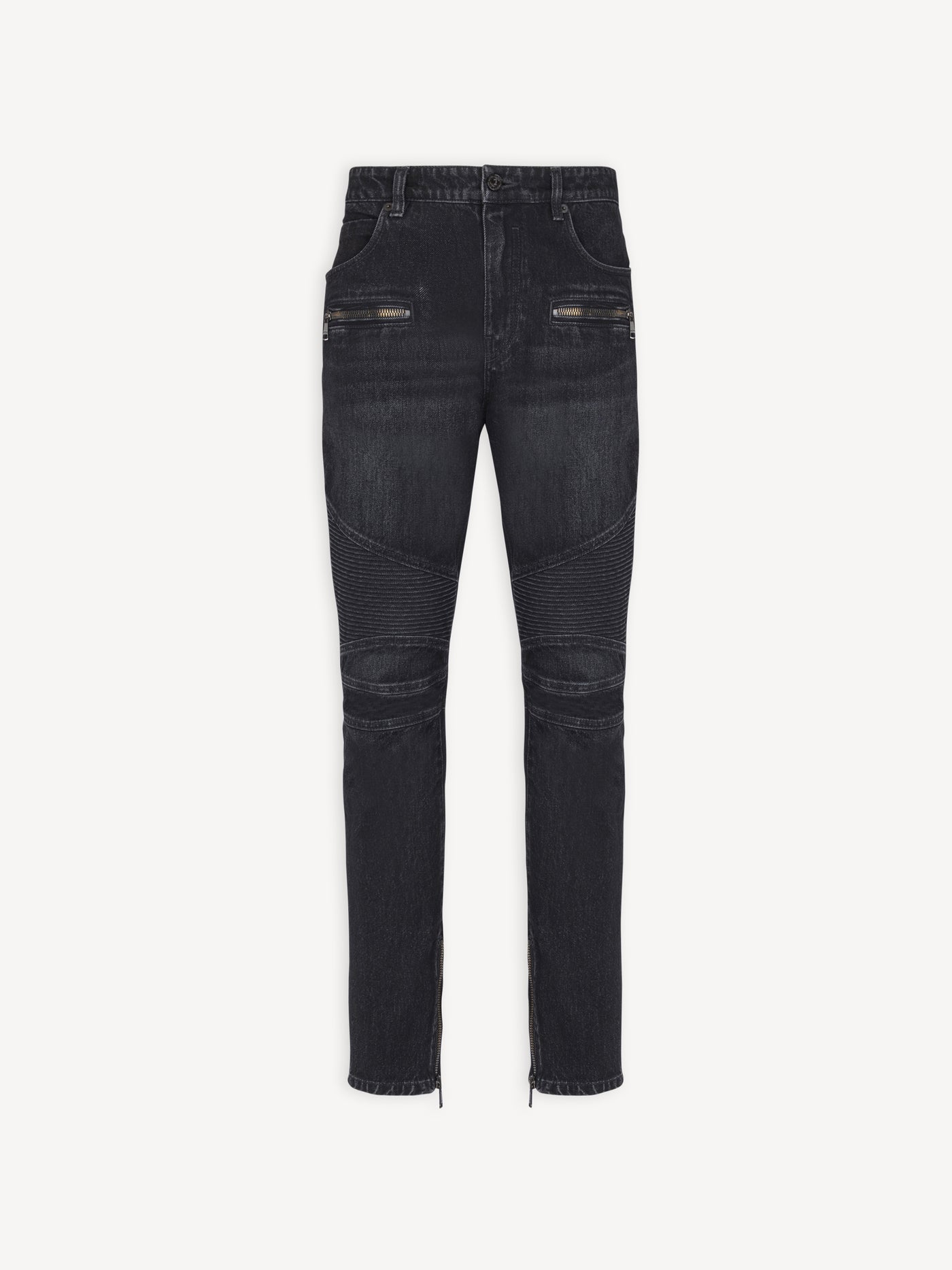 Biker jeans in black vintage denim