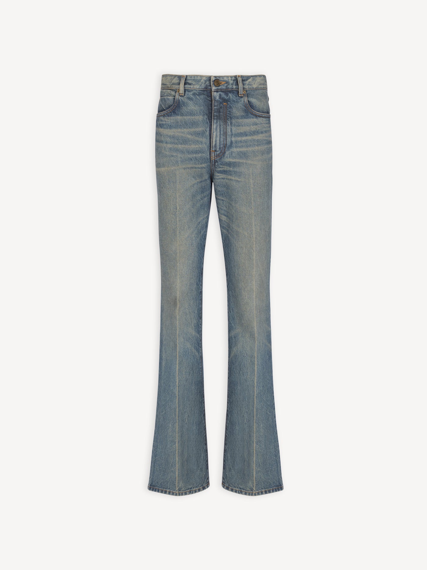 Slim straight-leg jeans in vintage denim