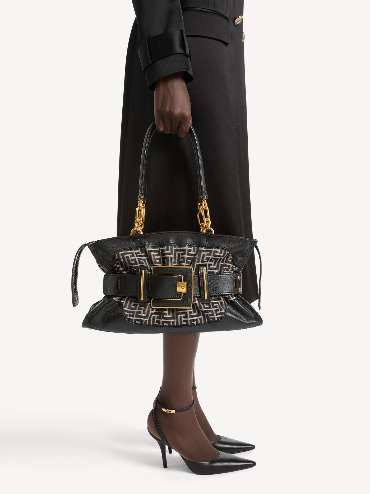 Leather and monogram jacquard Anthem bag