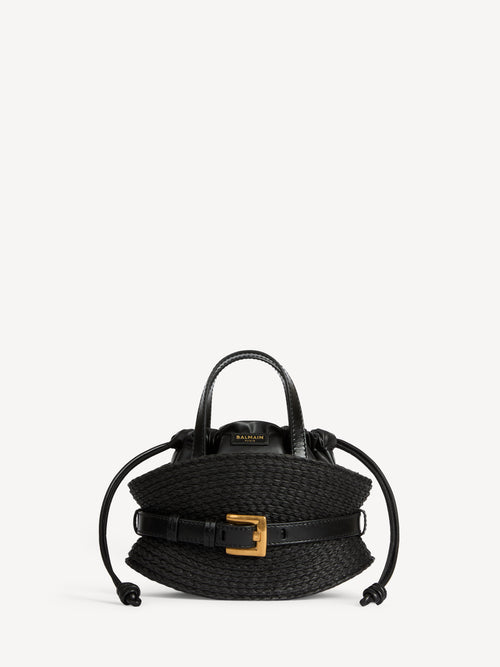 Shuffle Mini bag in calfskin and raffia