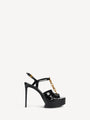 Sync platform sandals in patent lambskin