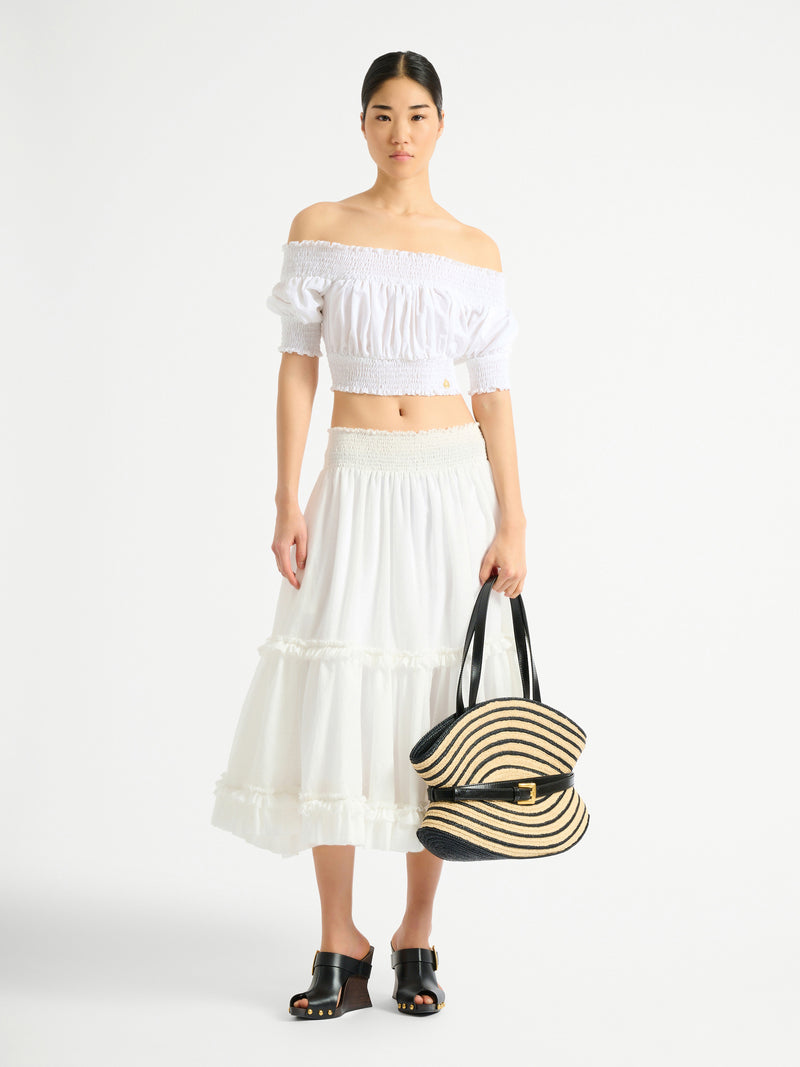 Poplin off-the-shoulder top