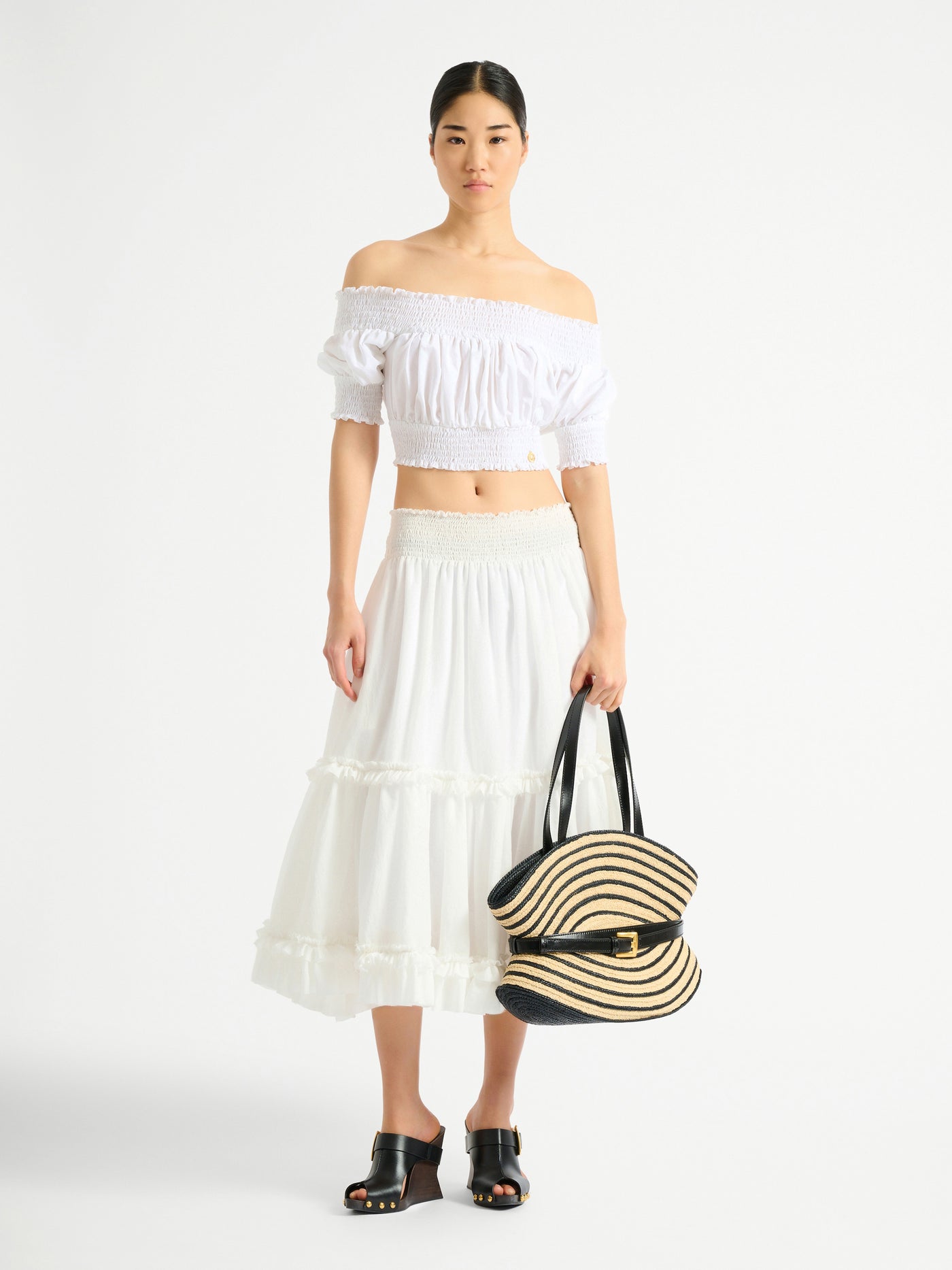 Poplin off-the-shoulder top