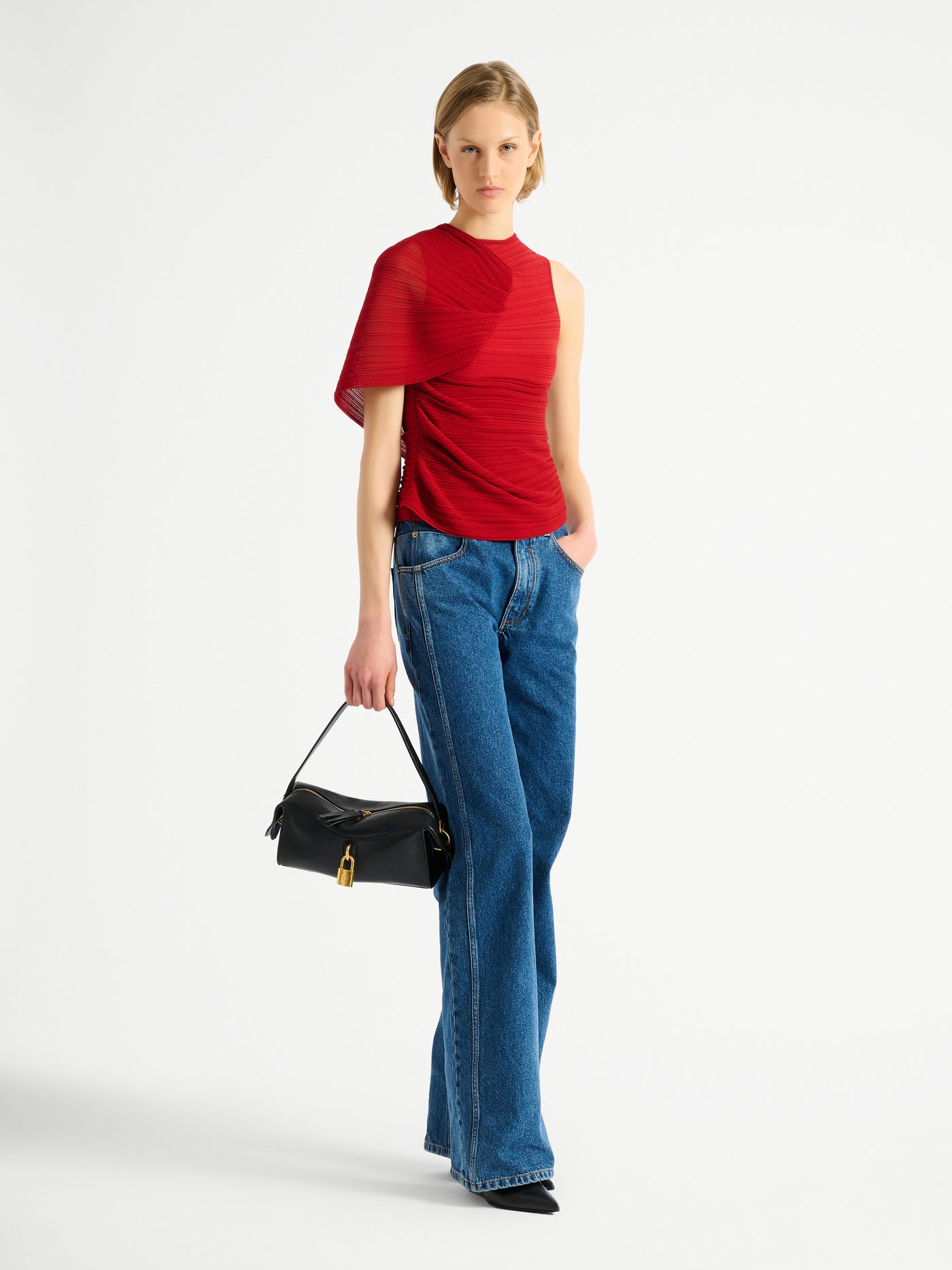 Sleeveless asymmetrical viscose top