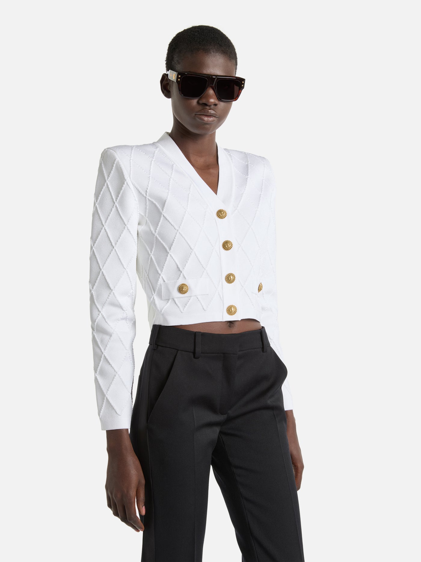 Cropped knit cardigan