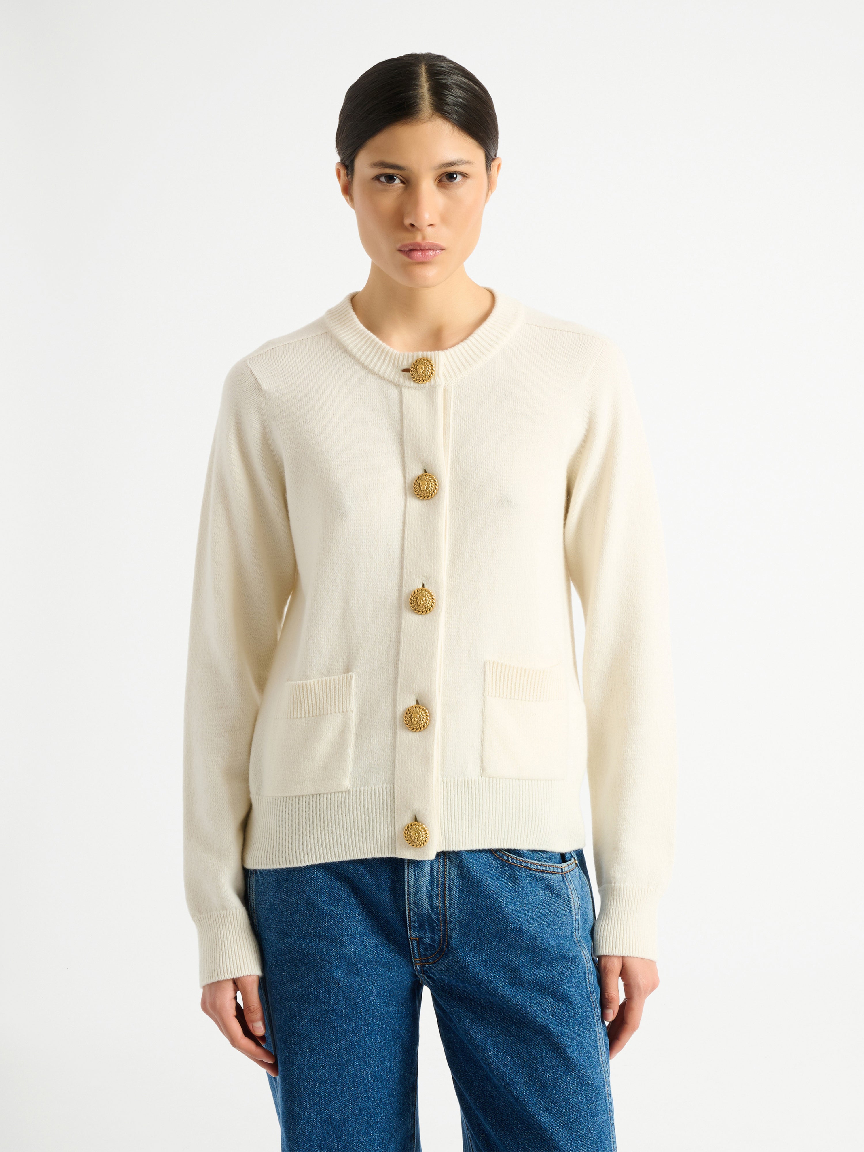 Eco-cashmere cardigan white - Women | BALMAIN