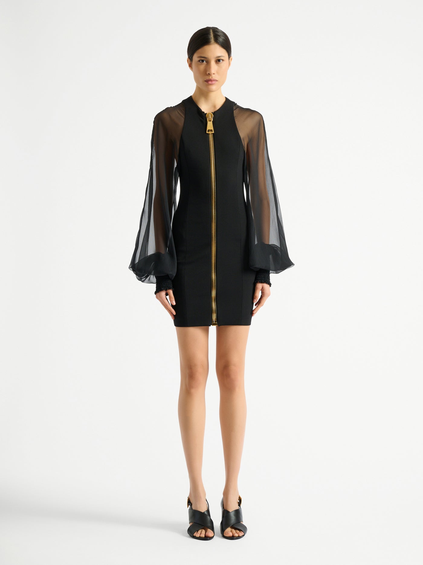 Short jersey and muslin dress