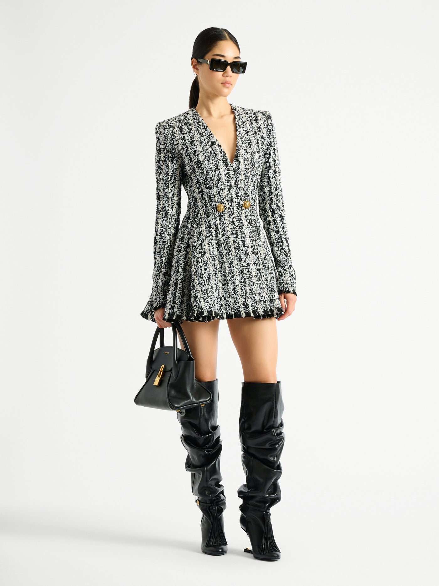 Robe patineuse en tweed bicolore