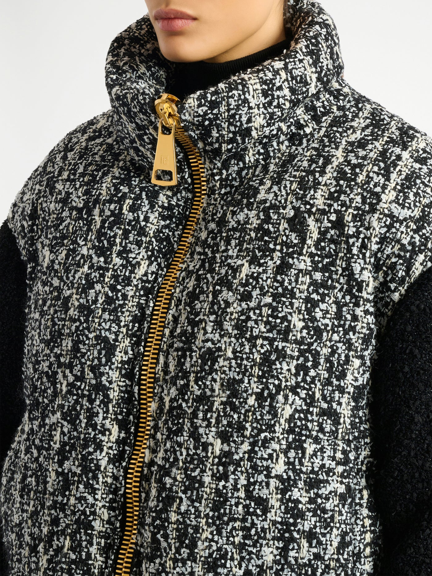 Padded two-tone tweed jacket