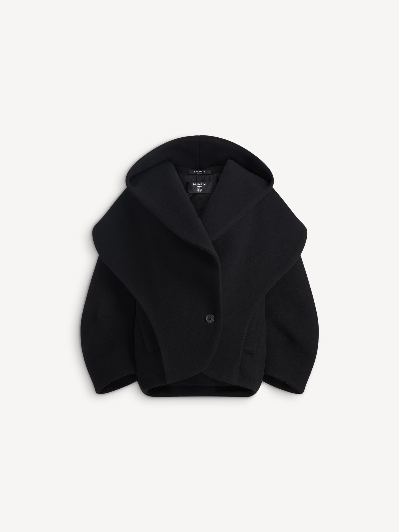 Oversized wool pea coat with hood