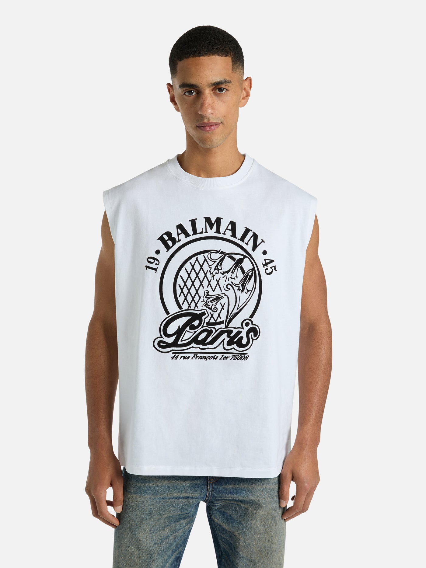 Flocked Balmain Quilted tank top