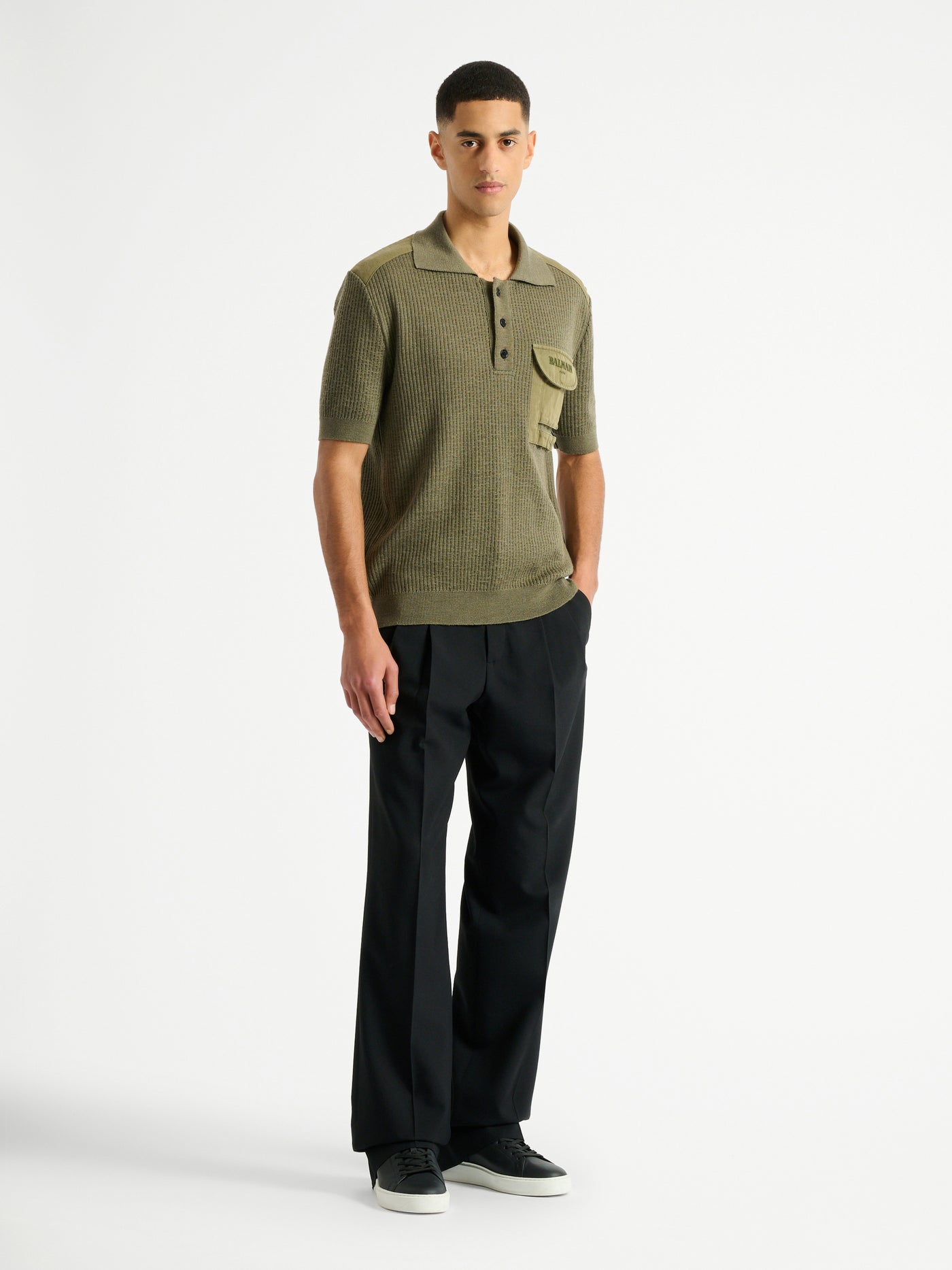 Balmain Vintage Utility ribbed knit polo