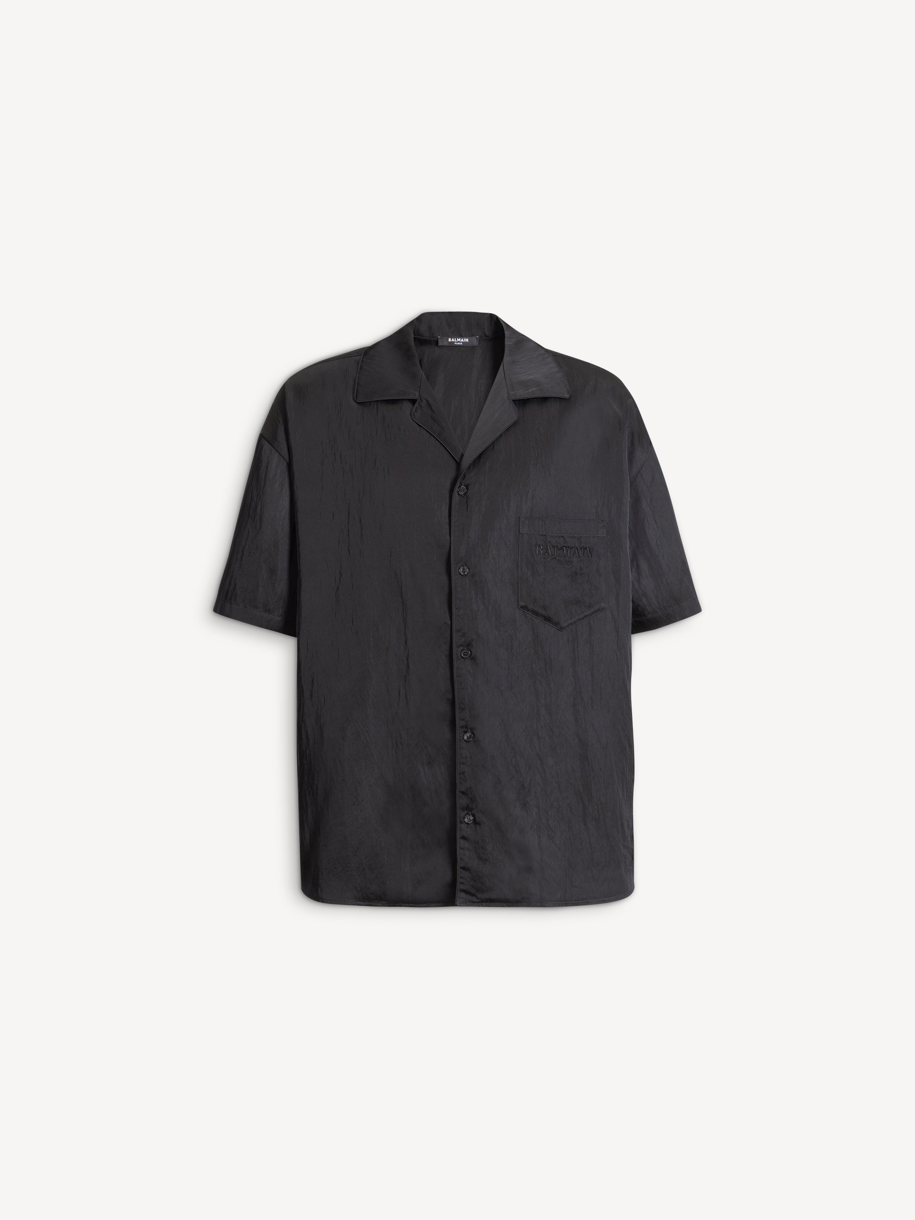 Balmain Paris shirt in textured nylon black - Men | BALMAIN