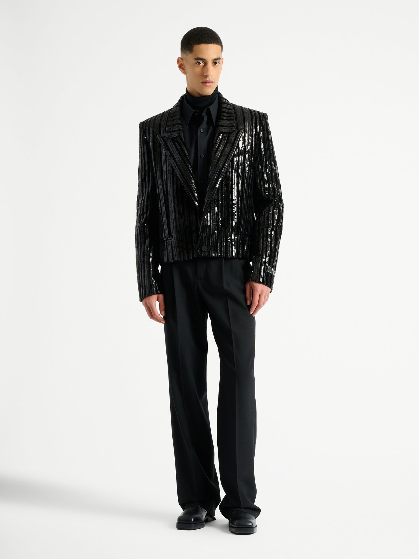 Cropped sequin velvet jacket