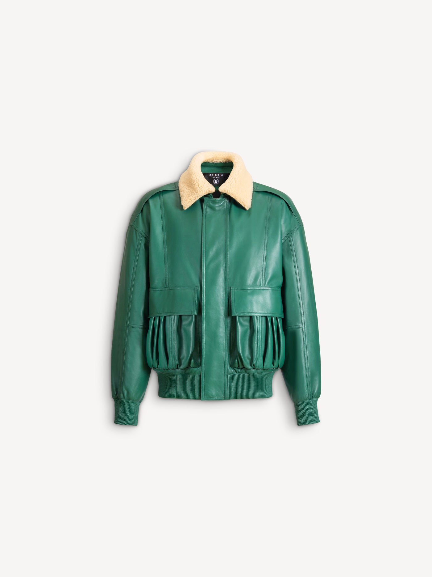 Shearling leather bomber jacket