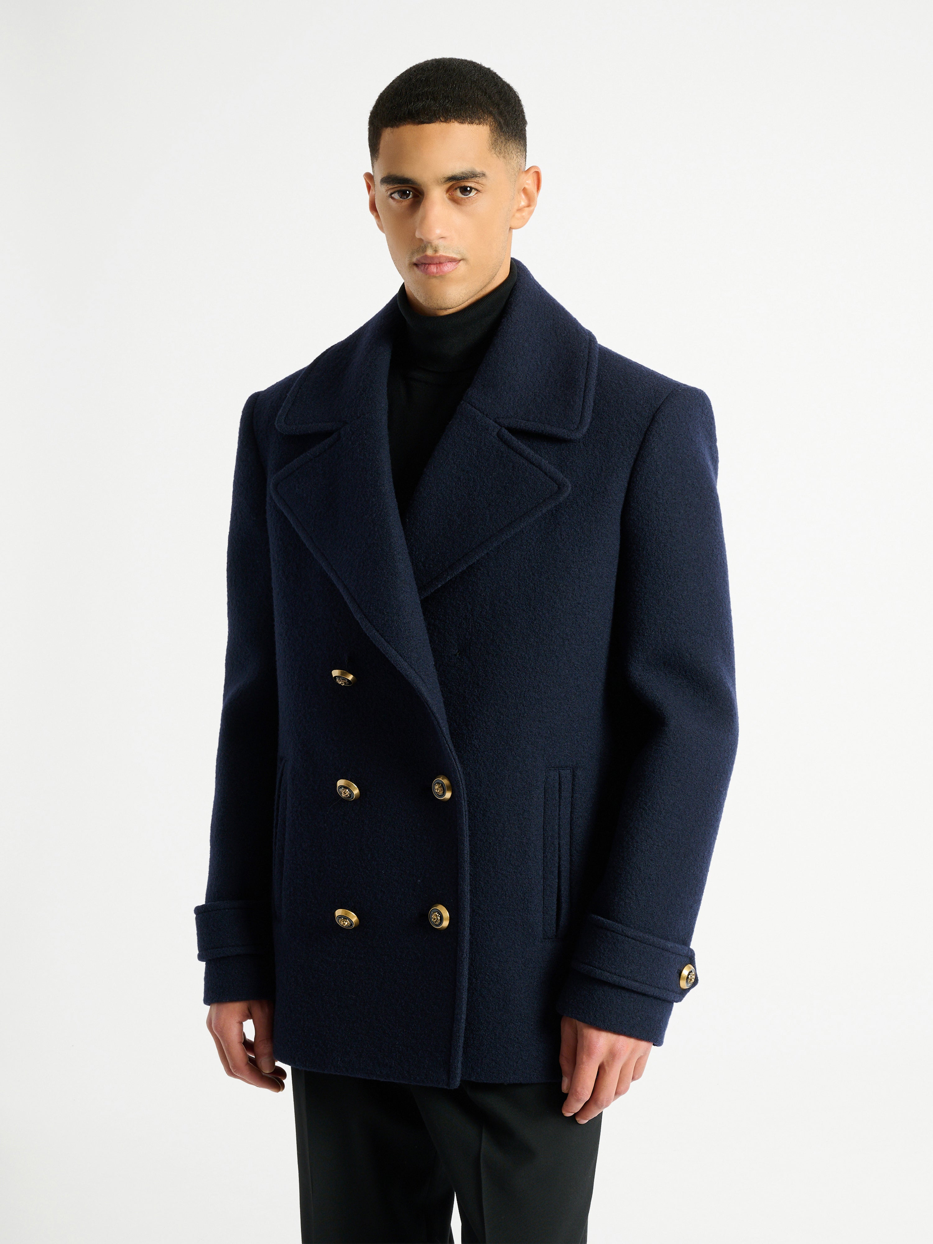 Wool pea coat navy - Men | BALMAIN