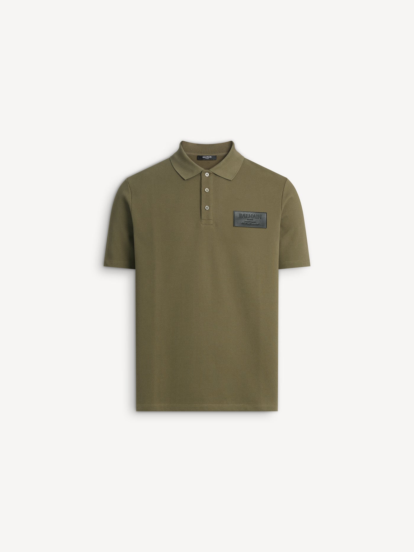 Cotton polo shirt with leather Balmain Vintage label
