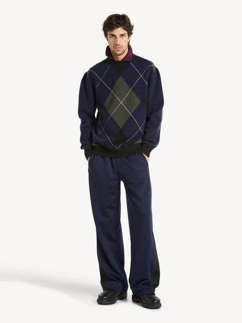 Merino wool jumper with diamond pattern