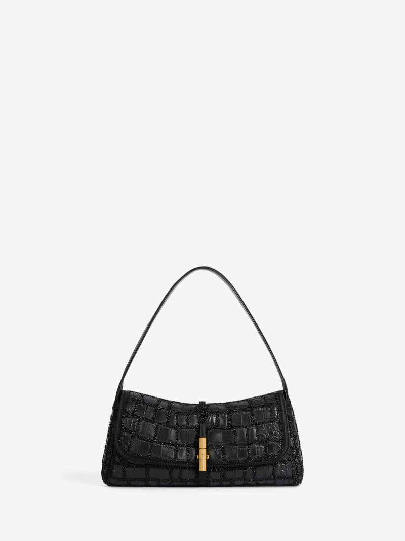 Bolso BALMAIN METROPOLIS de piel con efecto piel de cocodrilo con bordado