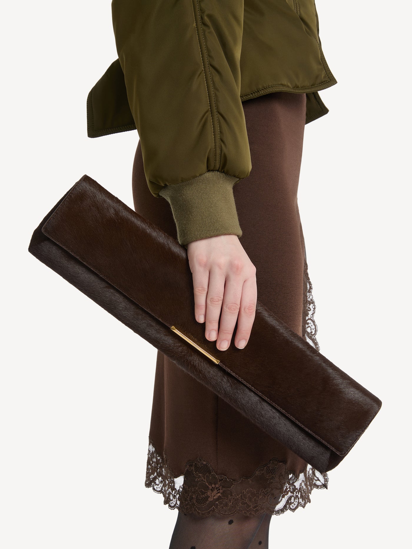 LONG CLUTCH bag in pony-effect leather