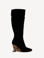 Wedge boots in velvet