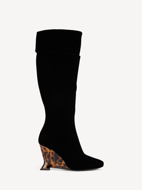 Wedge boots in velvet