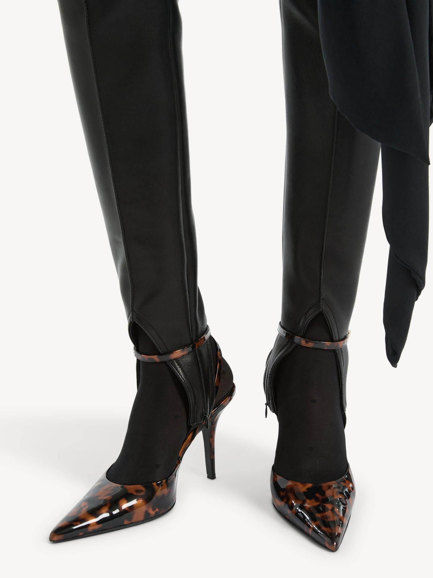 Printed patent leather strappy pumps