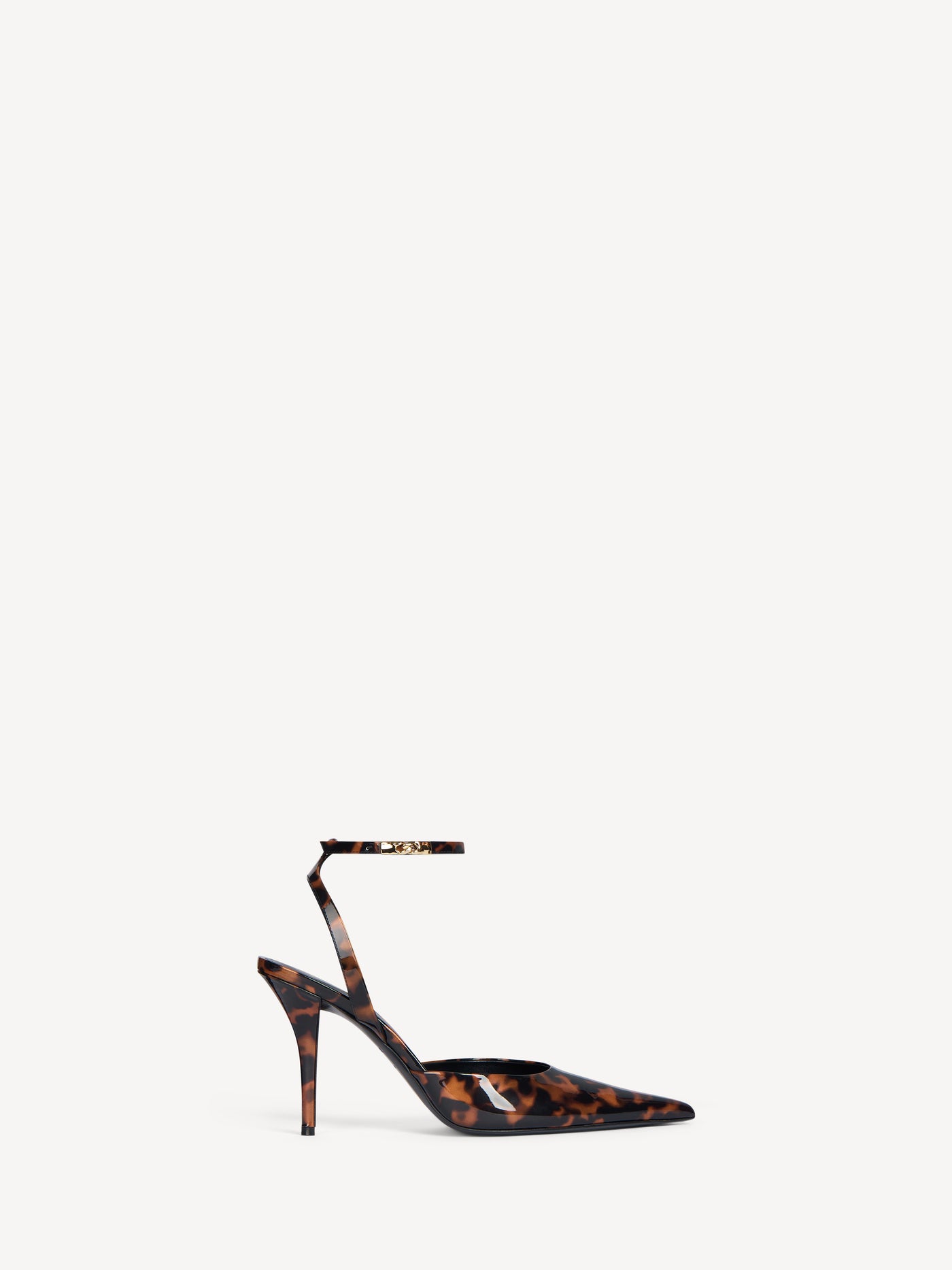 Printed patent leather strappy pumps