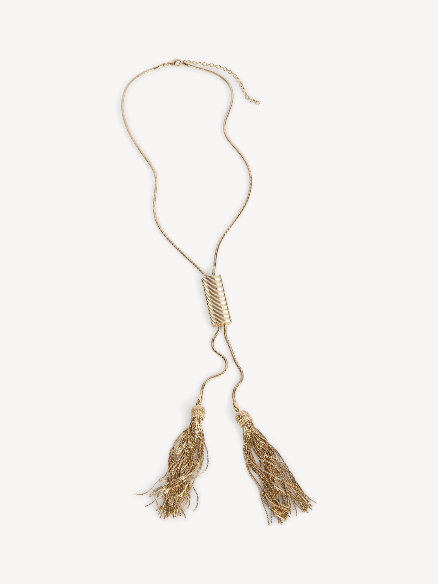 Long brass tassel necklace