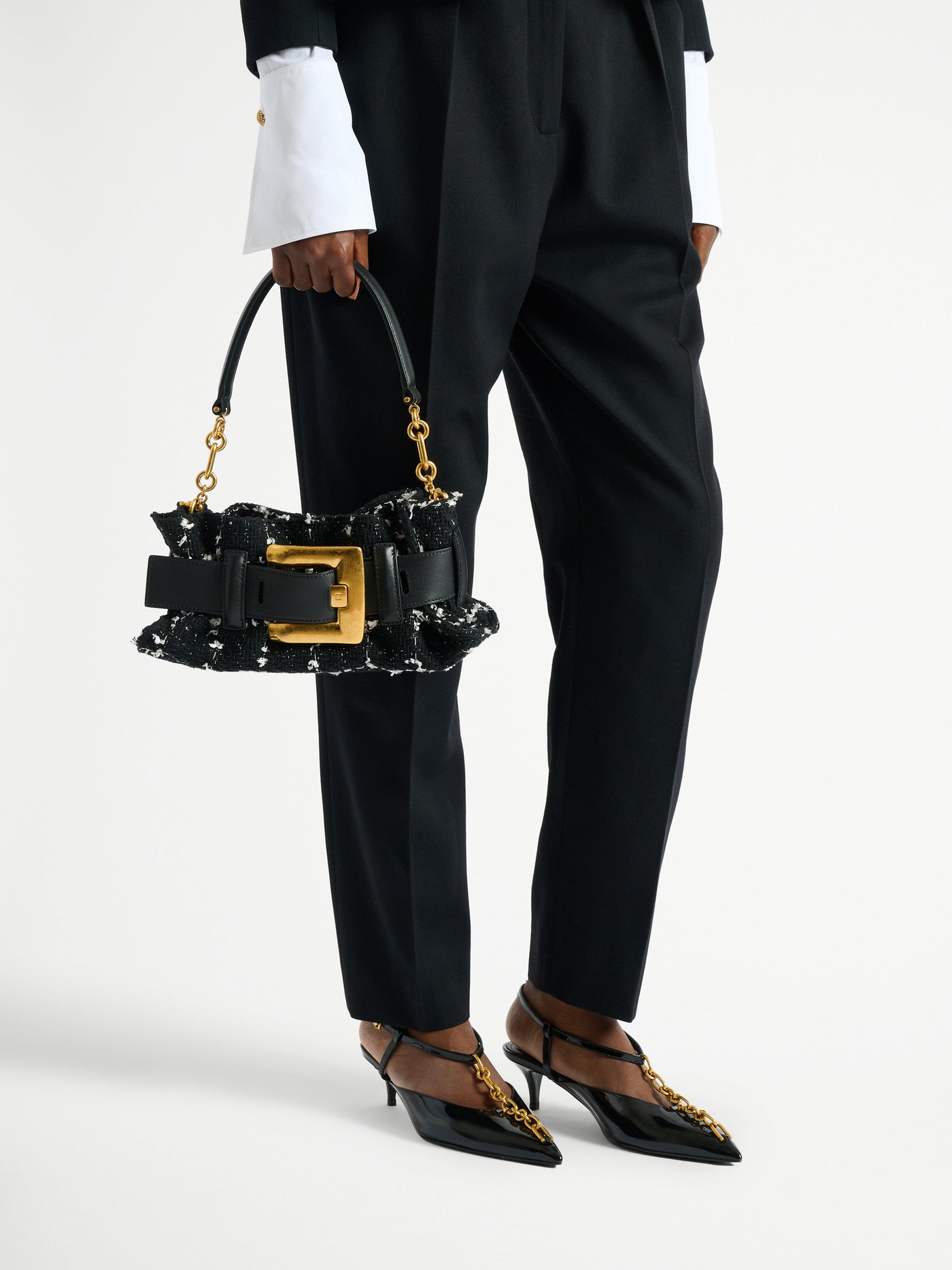 Mini Anthem bag in smooth leather and tweed