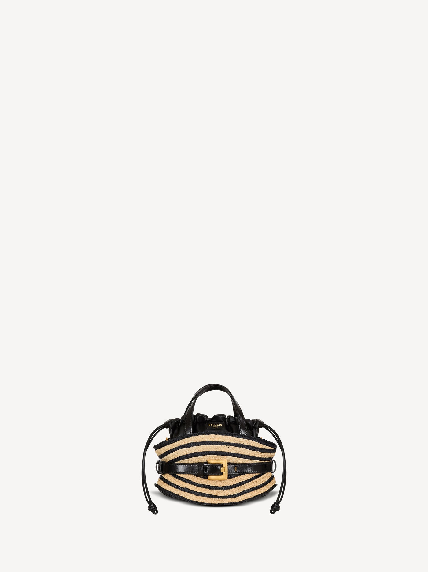 Mini Shuffle bag in smooth leather and raffia