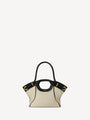 Small Tote in smooth leather and canvas
