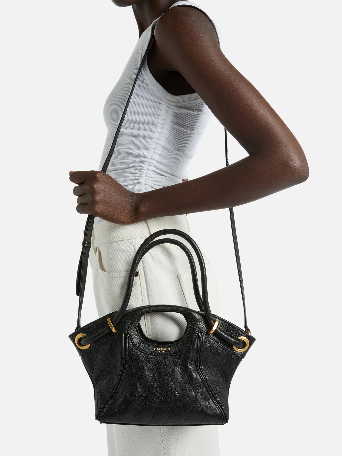 Small Tote in smooth topstitched leather