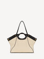 Large Tote in smooth leather and canvas